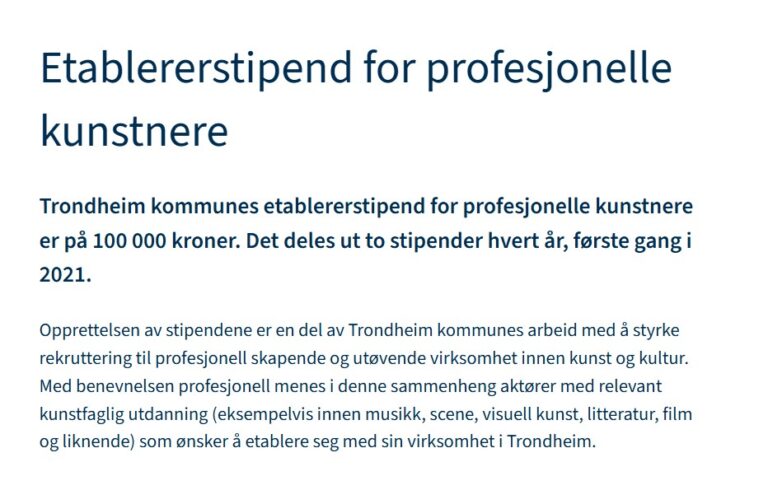 Etablererstipend for profesjonelle kunstnere