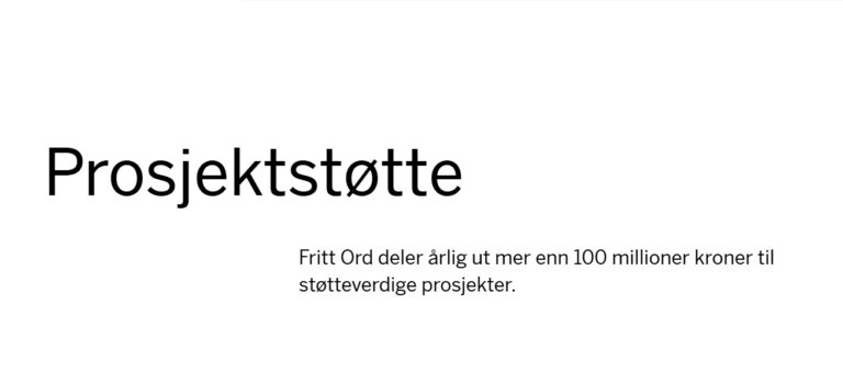 Prosjektstøtte Fritt Ord