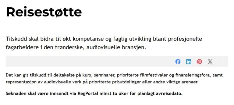 Reisestøtte for audiovisuelle arbeidere
