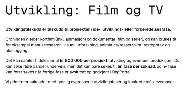 Utvikling: Film og TV