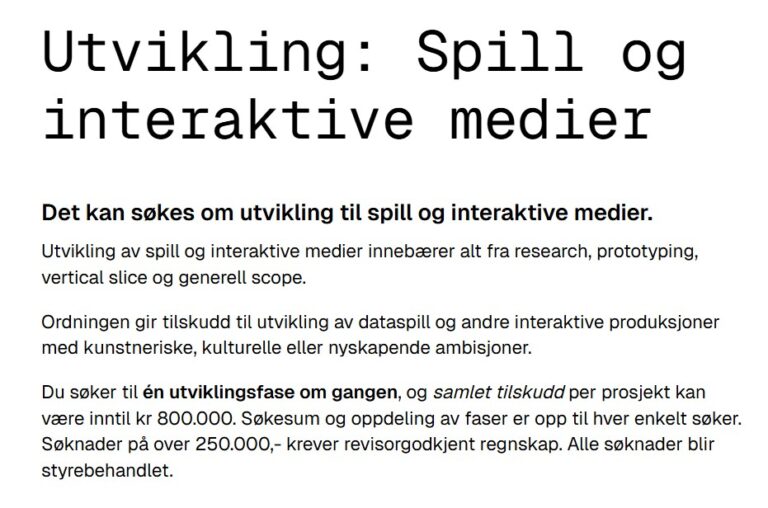 Utvikling: Spill og interaktive medier