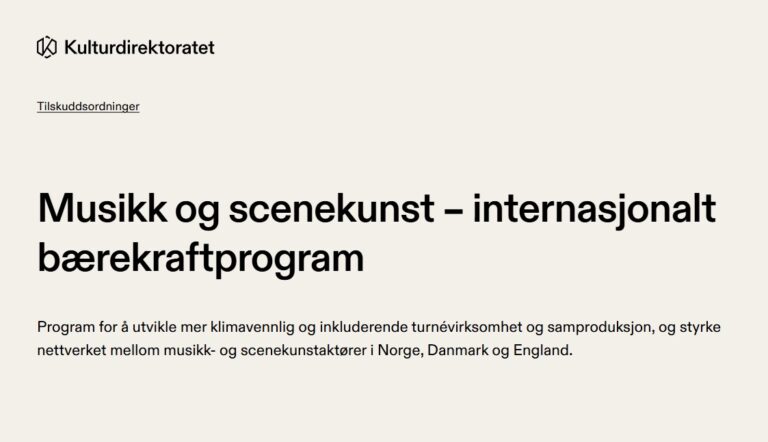 Musikk og scenekunst – internasjonalt bærekraftprogram