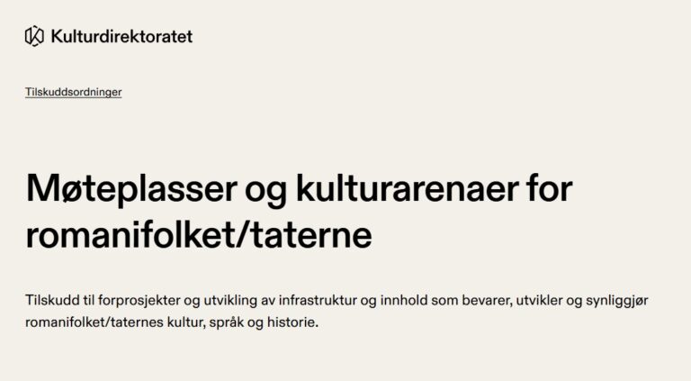 Møteplasser og kulturarenaer for romanifolket/taterne
