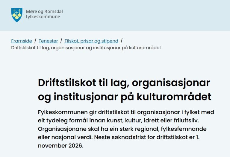Driftstilskot til lag, organisasjonar og institusjonar innan kultur