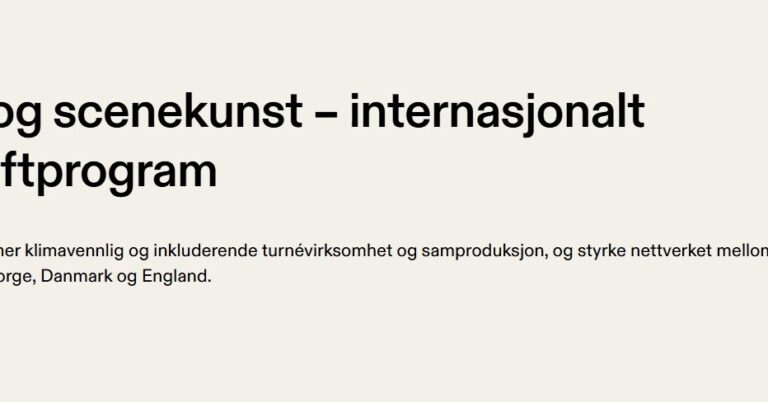 Musikk og scenekunst – internasjonalt bærekraftprogram