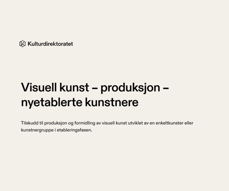 Visuell kunst – produksjon – nyetablerte kunstnere