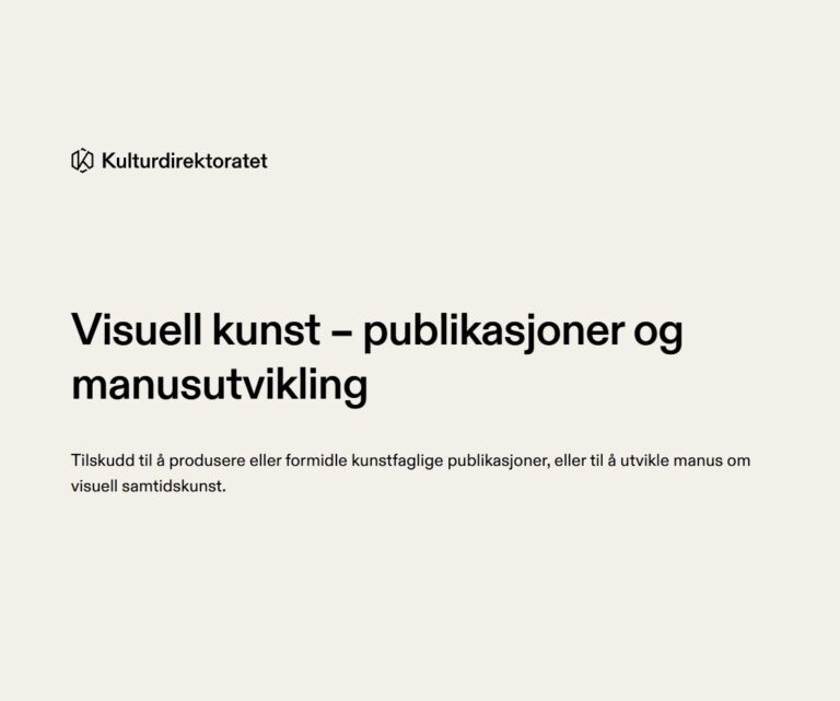 Visuell kunst – publikasjoner og manusutvikling