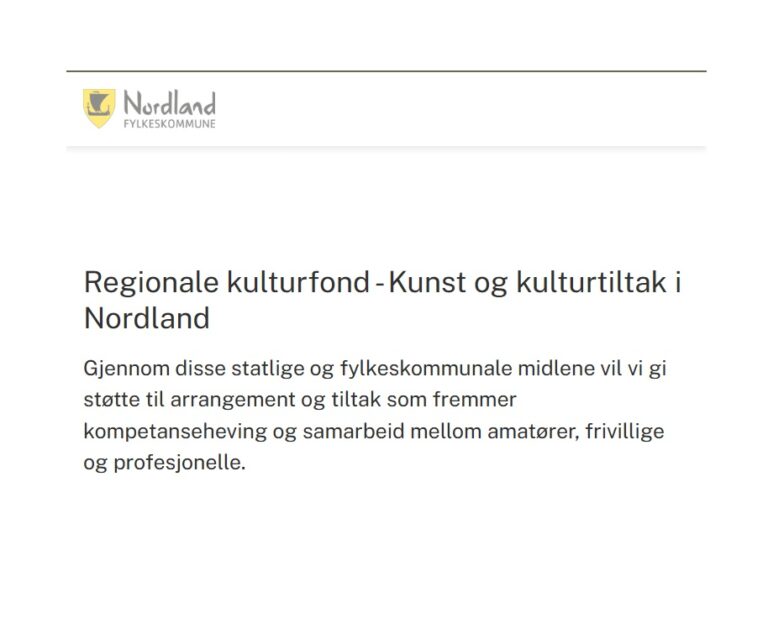 Regionale kulturfond – Kunst og kulturtiltak i Nordland